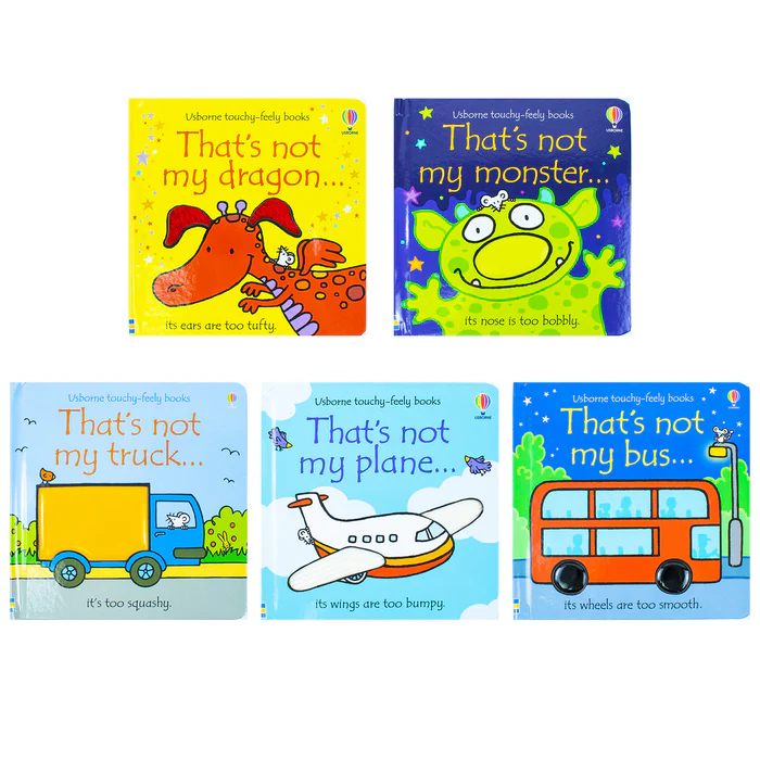 Usborne Touchy-Feely Books That's Not my... Συλλογή 2: Σετ 5 βιβλίων (φορτηγό, αεροπλάνο, τέρας, δράκος, λεωφορείο)