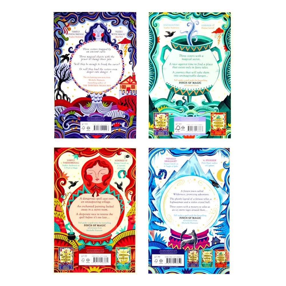 Michelle Harrison A Pinch of Magic Adventure Collection 4 Books Set(A Tangle Of Spells,A Pinch of Magic ,A Sprinkle of Sorcery ,A Storm Of Sisters)