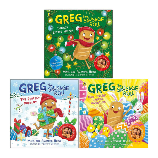 Greg the Sausage Roll Collection 3 Books Set By Mark Hoyle & Roxanne Hoyle (Santa's Little Helper, The Perfect Present, Egg- Cellent Easter Adventure;)