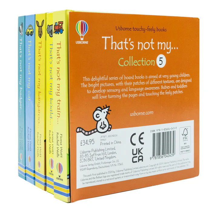 Usborne Touchy-Feely Books That's Not my... Collection 5: 5 Books Set (Train, Koala, Kangaroo, Car, Badger)