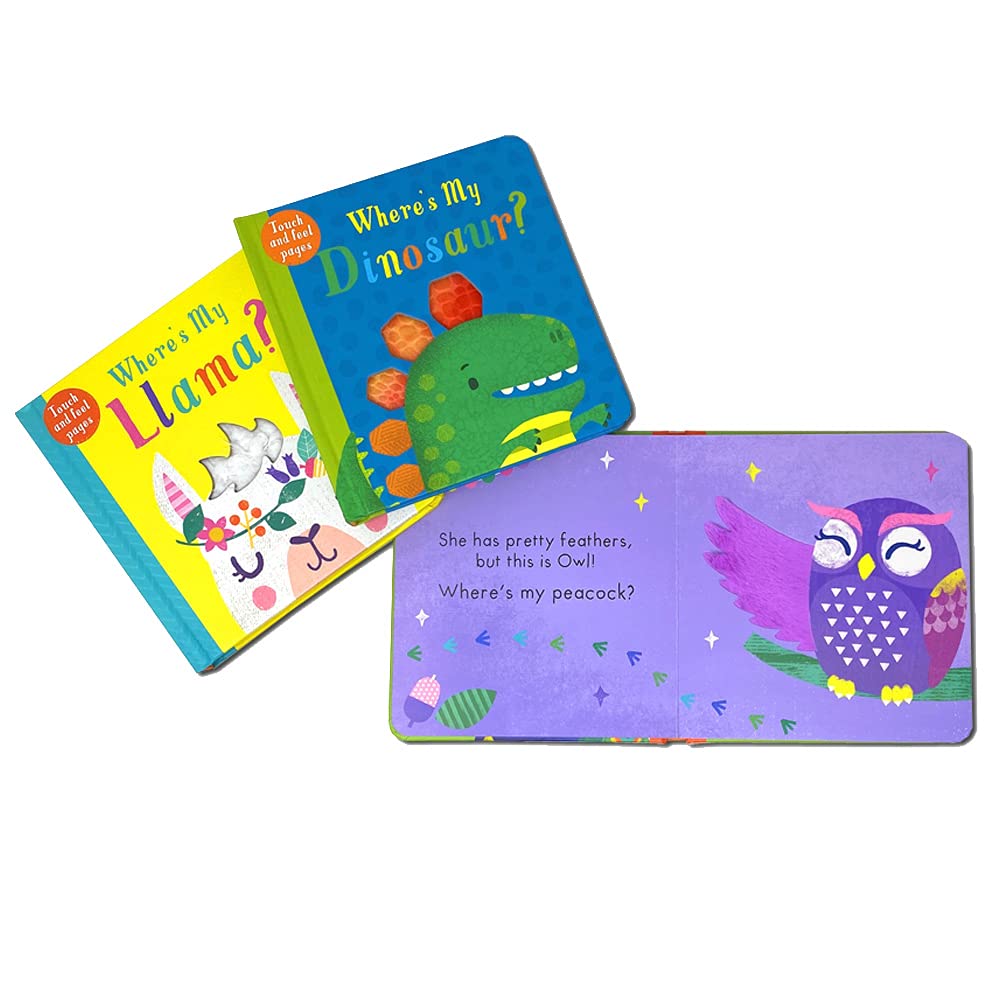 Toddlers Touch and Feel 5 Books Collection Set (Dinosaurs, Llama, Unicorn, Puppy & Peacock)