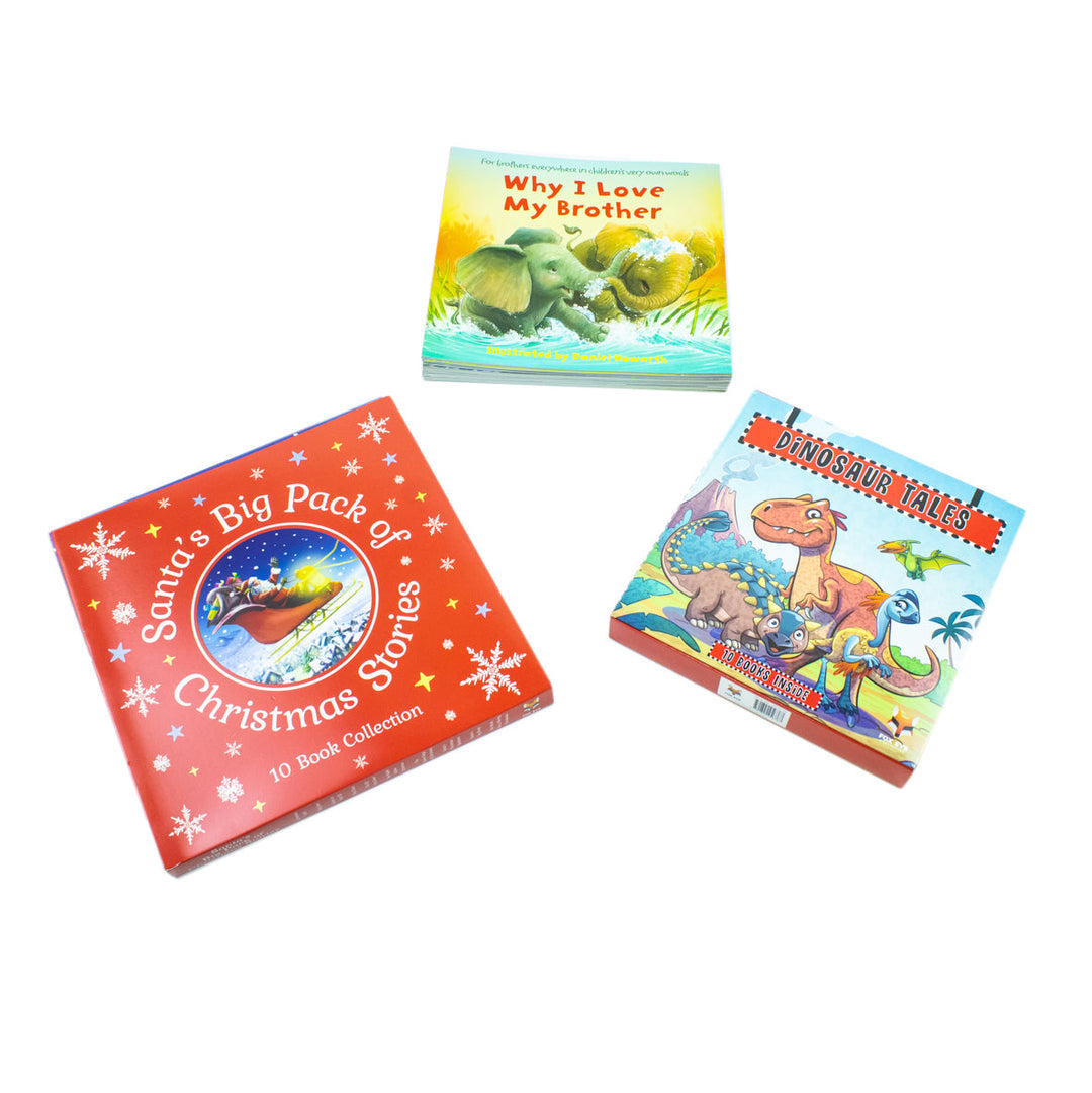 Ultimate Christmas Storytime Bundle, Santa’s Big Pack, Dinosaur Tales, and Why I Love Collection, 30 Festive Picture Books for Kids