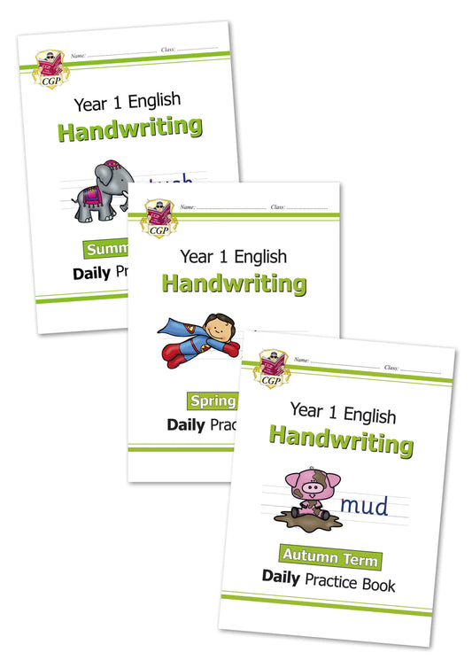 KS1 Handwriting Daily Practice Book Bundle: Year 1 - Autumn Term, Spring Term & Summer Term