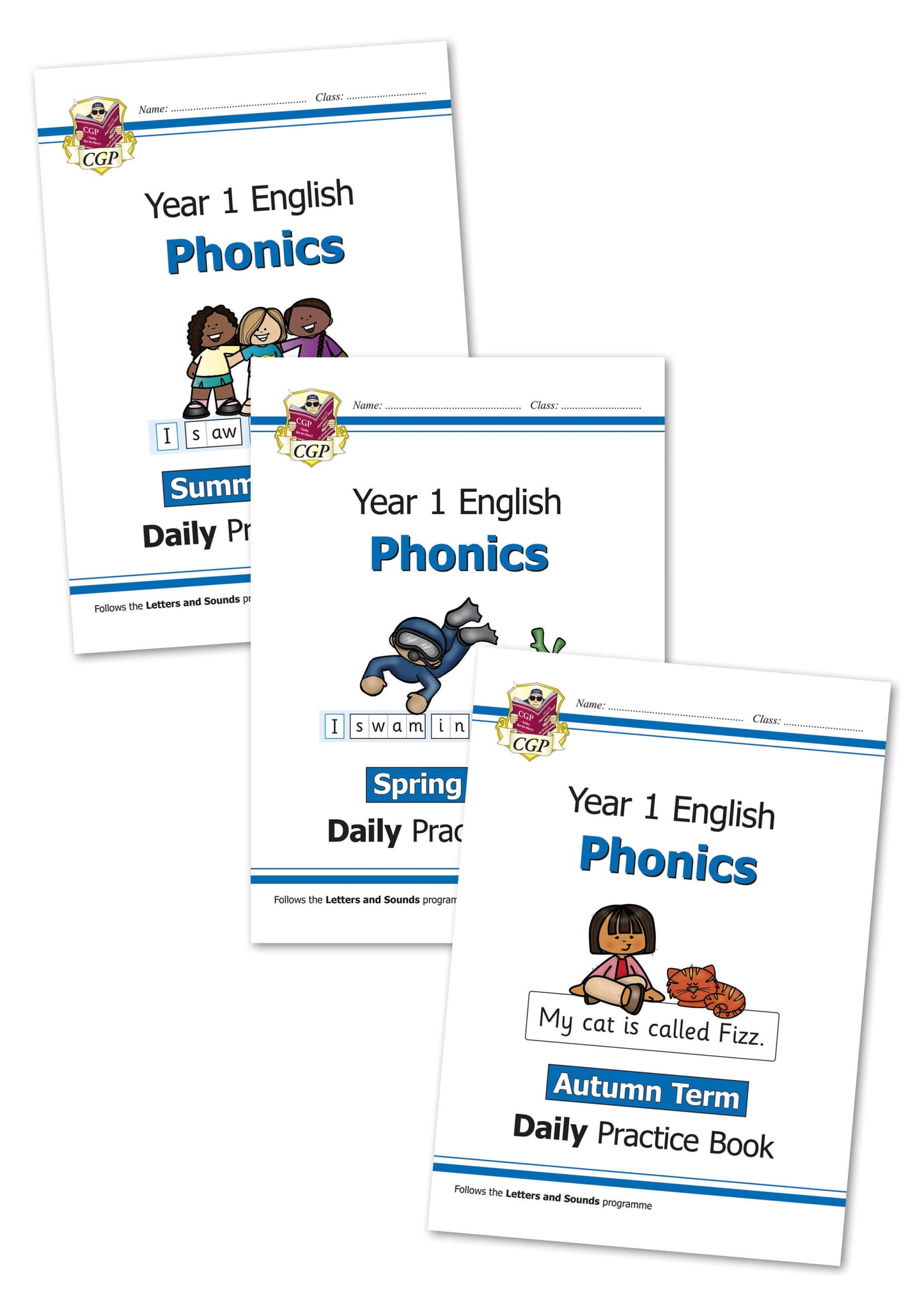 KS1 Phonics Daily Practice Book Bundle: Year 1 - Autumn Term, Spring Term & Summer Term