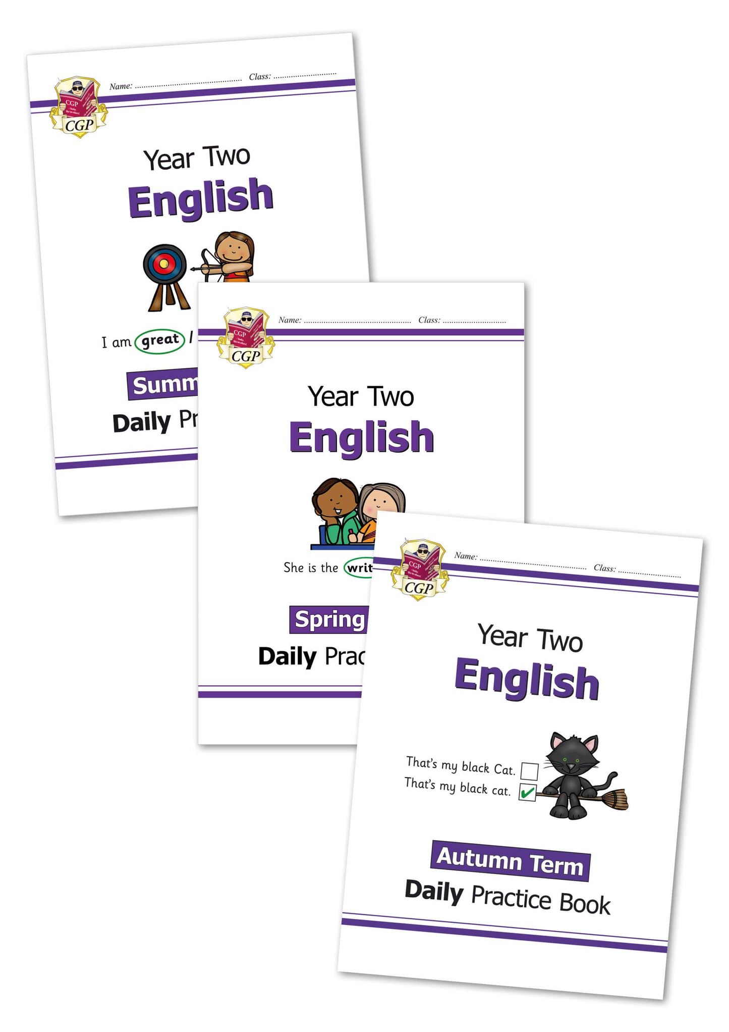 KS1 English Daily Practice Book Bundle: Year 2 - Autumn Term, Spring Term & Summer Term