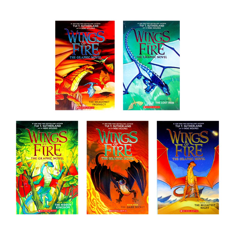 Wings of Fire The Graphic Novels 5 Books Collection Set by Tui T. Sutherland (The Dragonet Prophecy, The Lost Heir, The Hidden Kingdom, The Dark Secret &amp; The Brightest Night)