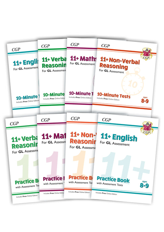 11+ GL & Other Test Providers Practice 8-book Bundle - for Ages 8-9