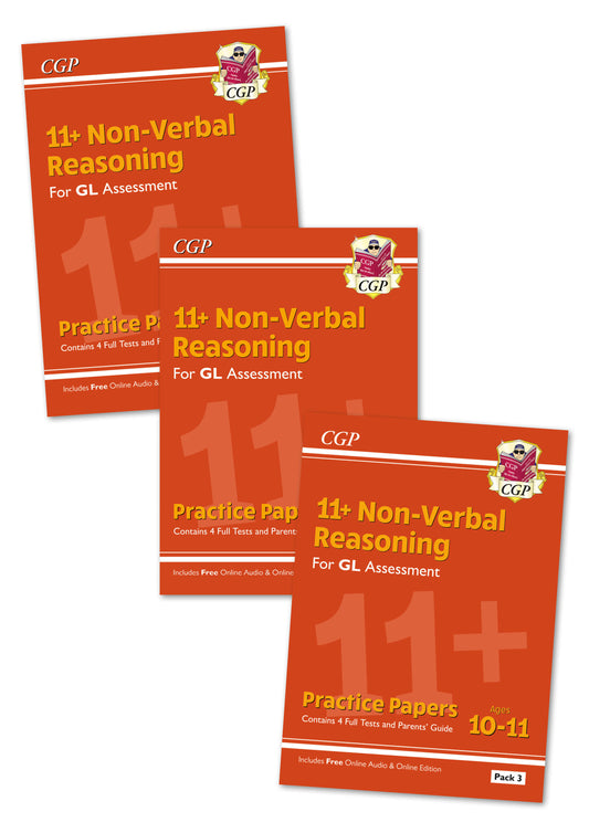 11+ GL Non-Verbal Reasoning Practice Paper 3-Pack Bundle - for Ages 10-11 (contains 12 test papers)