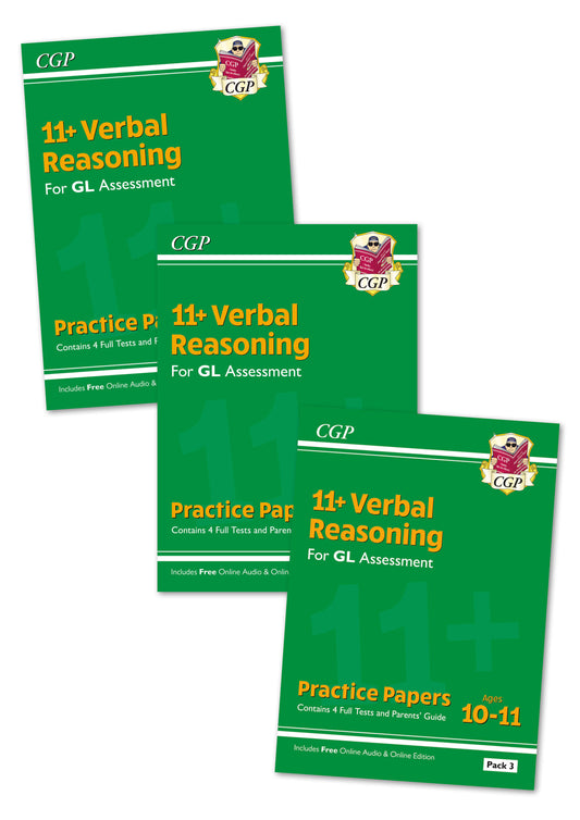 11+ GL Verbal Reasoning Practice Paper 3-Pack Bundle - for Ages 10-11 (contains 12 test papers)