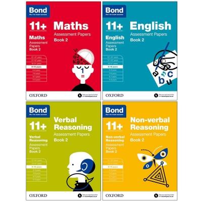 Bond 11+ Maths, English 4 Books Set Assessment Papers (Book 2) (Age 9-10)