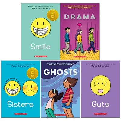 Raina Telgemeier Collection 5 Books Set - Smile, Drama, Sisters, Ghosts, Guts