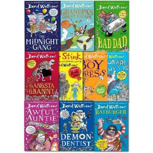 David Walliams 10 Books Collection Set Bad Dad, Midnight Gang, Grandpa Great Escape