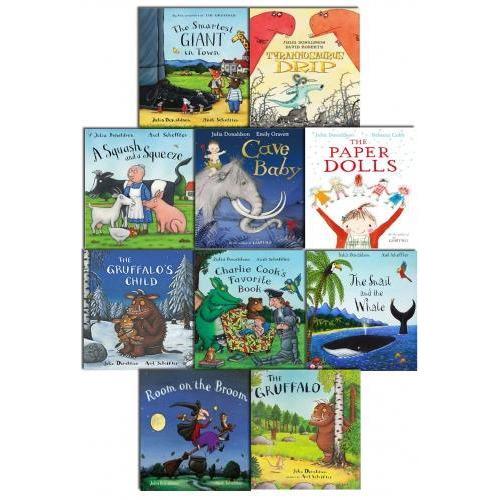 Julia Donaldson 10 Books Story Collection Set - Gruffalo, Room on the Broom, Cave baby, Paper doll - Fun Children’s Reading Paperback Age 3+