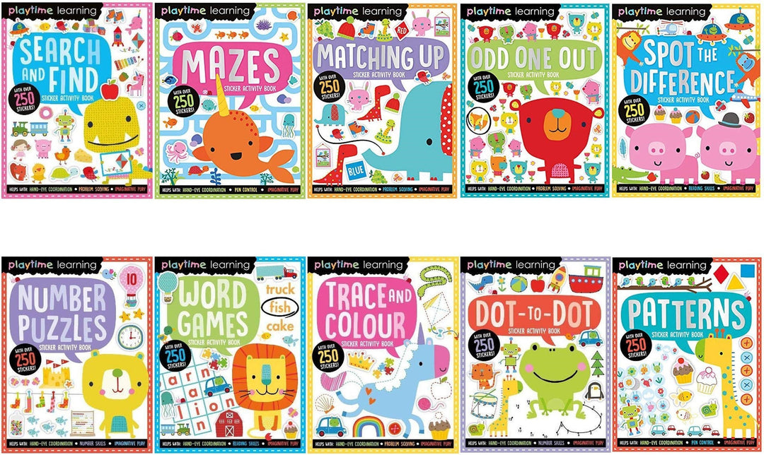 Playtime Learning Sticker Activity 10 books Collection Set by Make Believe Ideas