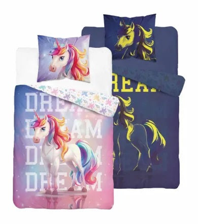 Unicorn, 2-piece bedding, glow in the dark, 160x200 cm