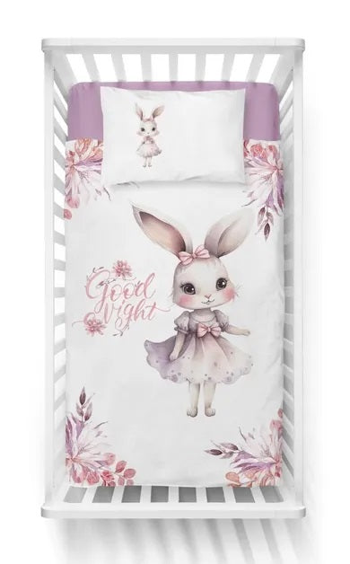 Rabbit, 2-piece baby bedding set, bamboo, pink, 100x135 cm