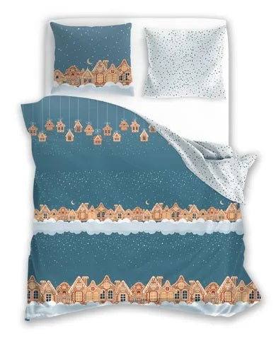 Scandic, Gingerbread Village, 2-piece Christmas bedding set, 140x200 cm