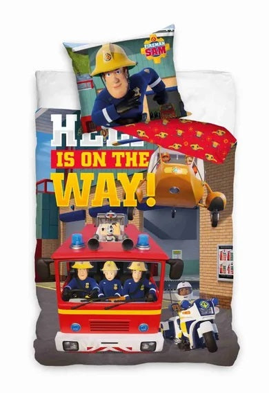 Fireman Sam, 2-piece cotton bedding set, 100x135 cm