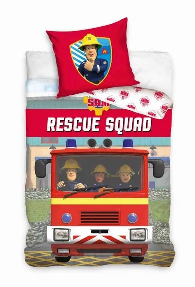 Fireman Sam, 2-piece cotton bedding set, 160x200 cm