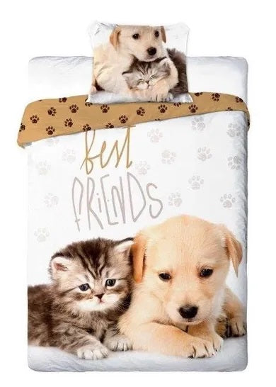 Best Friends, Dog and Cat, 2-Piece Bedding Set, 160x200 cm