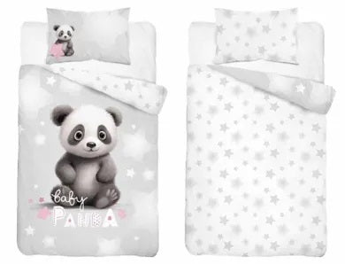 Panda, 2-piece cotton bedding set, gray, 100x135 cm