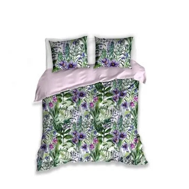 Flowers, 3-piece cotton satin bedding set, 160x200 cm