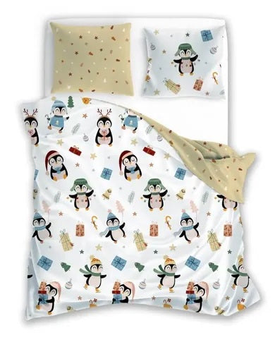 Scandic, Penguins, 3-piece Christmas bedding set, 160x200 cm