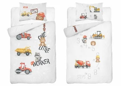 Construction Site, 2-piece cotton bedding set, gray, 100x135 cm