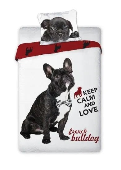 Best Friends, French Bulldog, 2-piece bedding set, 140x200 cm