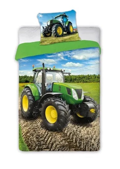 Green tractor, 2-piece bedding set, 160x200 cm