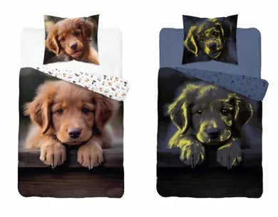 Dog, 2-piece bedding, glow in the dark, 140x200 cm