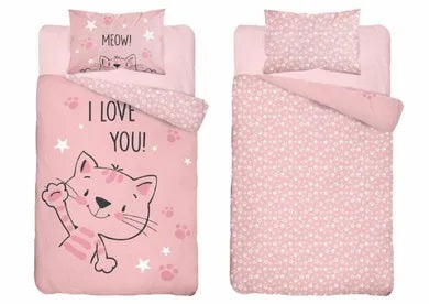 Kitty, 2-piece cotton bedding set, pink, 100x135 cm