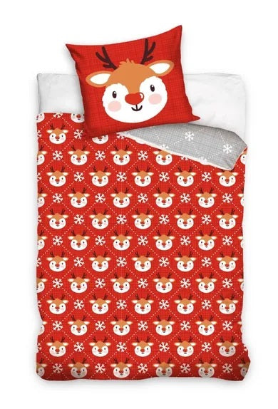 Christmas, Reindeer, 2-piece cotton bedding set, 160x200 cm