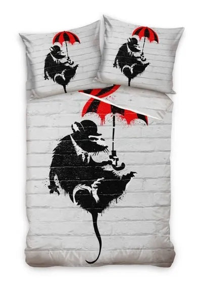 Banksy Umbrella, 2-piece cotton bedding set, 160x200 cm