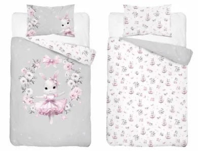 Bunny, 2-piece cotton bedding set, gray, 100x135 cm