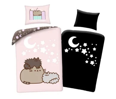 Pusheen, 2-piece cotton bedding, glow in the dark, 140x200 cm