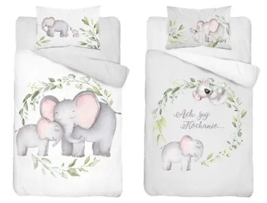 Animals, 2-piece bamboo bedding set, double-sided, gray, 100x135 cm