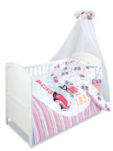 BabyMatex, Sweet Mix Racing Red, 3-piece bedding set, white, 100x135 cm