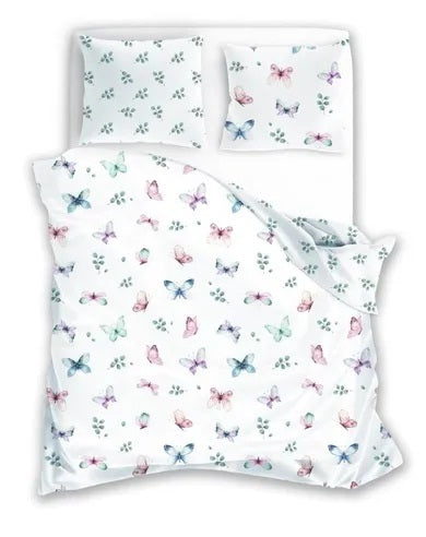 Cottage Home, Butterflies, Eucalyptus, 2-piece cotton bedding set, 140x200 cm