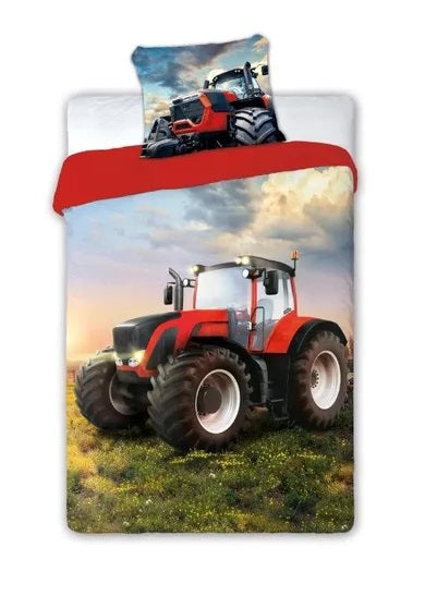 Red tractor, 2-piece bedding set, 140x200 cm