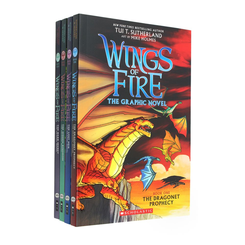 Wings of Fire Graphic Novels Paperback Box Set By Tui T. Sutherland (The Dragonet Prophecy, The Lost Heir, The Hidden Kingdom and The Dark Secret):