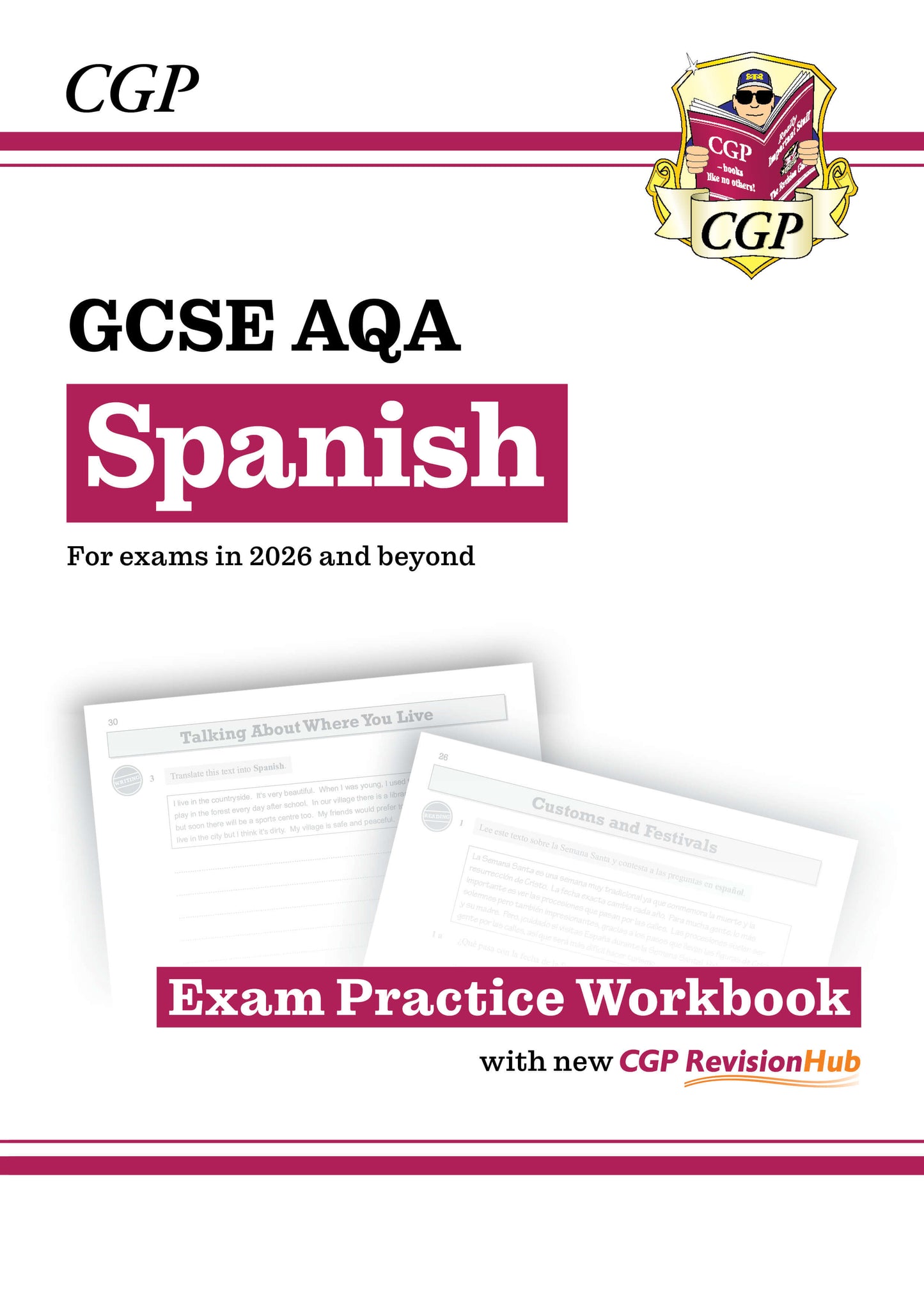 New GCSE Spanish AQA Exam Practice Workbook with CGP RevisionHub (for exams from 2026)