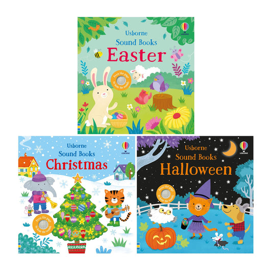 Usborne Festive Holiday Sound Book Collection 3 Books (Halloween, Easter & Christmas)