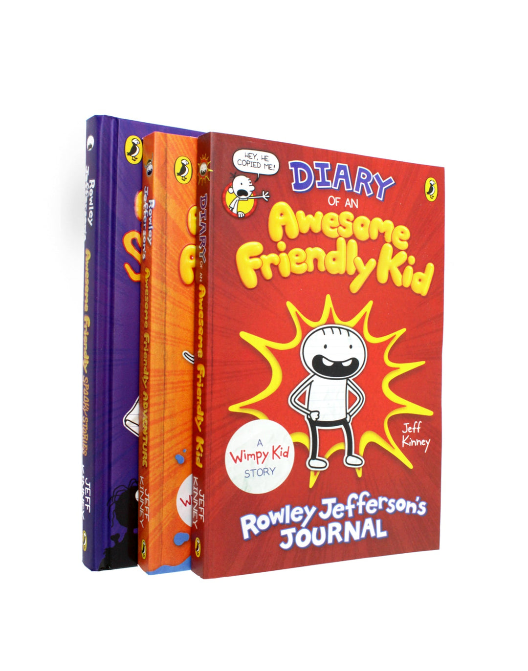 Jeff Kinney 3 Books Collection Set (Diary of an Awesome Friendly Kid, Rowley Jefferson's Awesome Friendly Adventure,Awesome Freindly Spookystories)