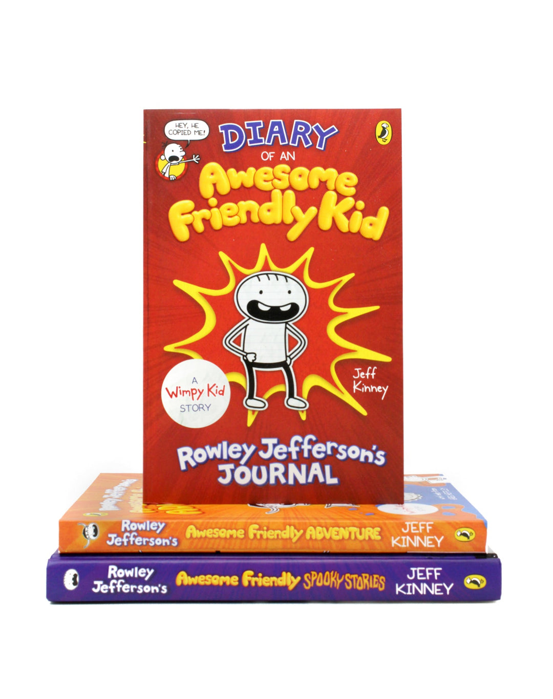 Jeff Kinney 3 Books Collection Set (Diary of an Awesome Friendly Kid, Rowley Jefferson's Awesome Friendly Adventure,Awesome Freindly Spookystories)