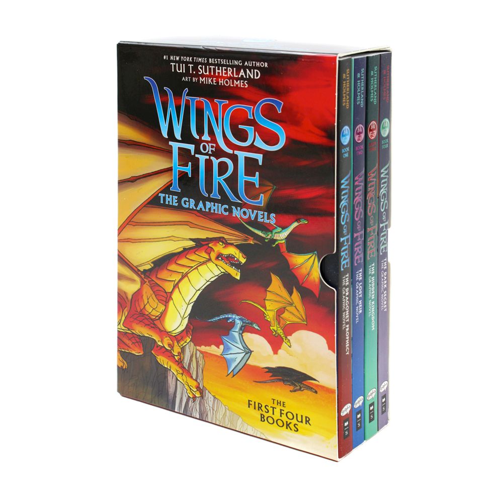 Wings of Fire Graphic Novels Paperback Box Set By Tui T. Sutherland (The Dragonet Prophecy, The Lost Heir, The Hidden Kingdom and The Dark Secret):