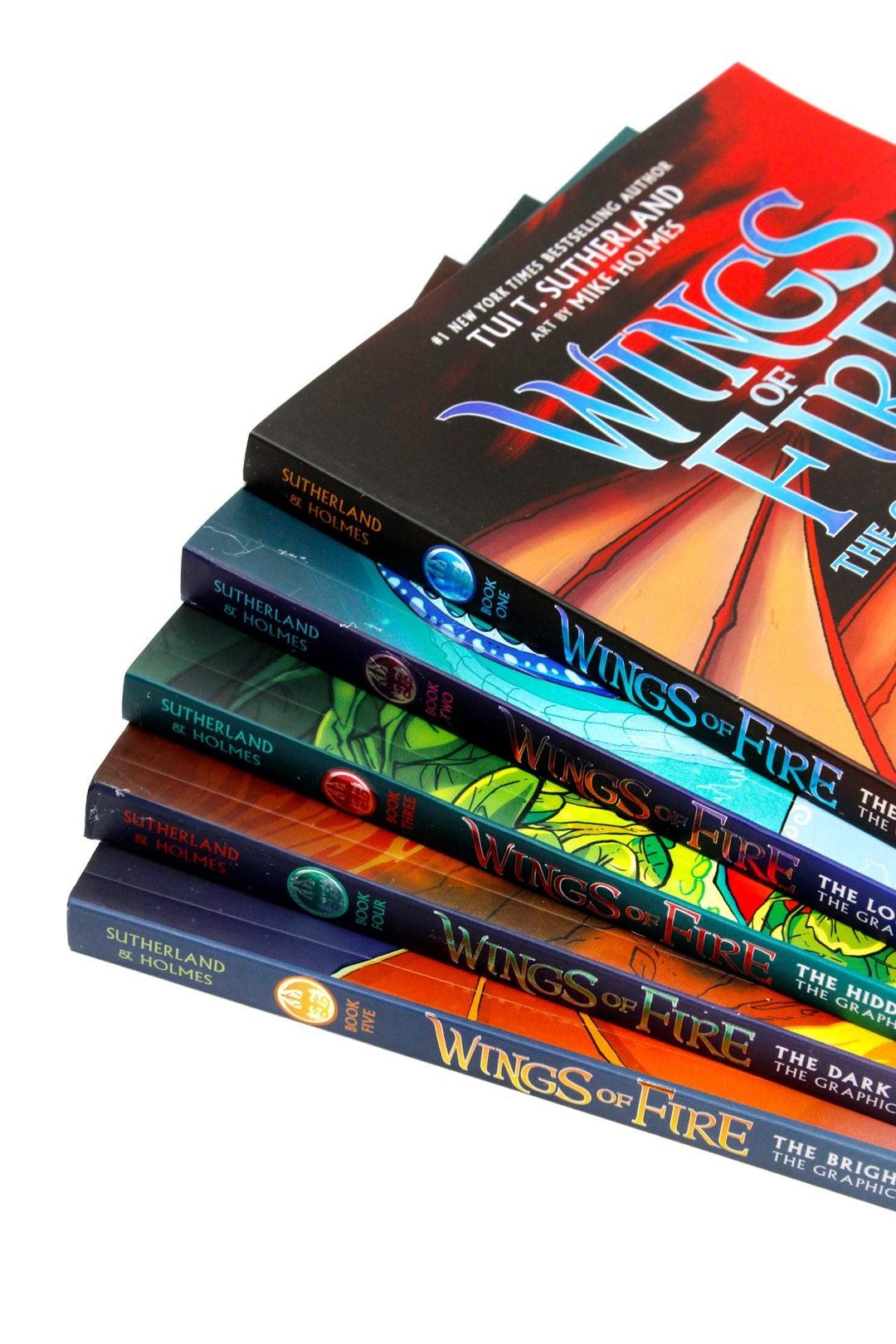 Wings of Fire The Graphic Novels 5 Books Collection Set by Tui T. Sutherland (The Dragonet Prophecy, The Lost Heir, The Hidden Kingdom, The Dark Secret &amp; The Brightest Night)