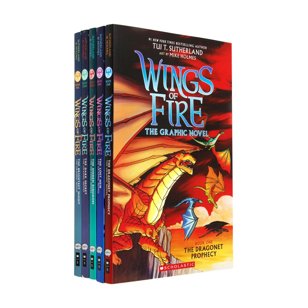 Wings of Fire The Graphic Novels 5 Books Collection Set by Tui T. Sutherland (The Dragonet Prophecy, The Lost Heir, The Hidden Kingdom, The Dark Secret &amp; The Brightest Night)